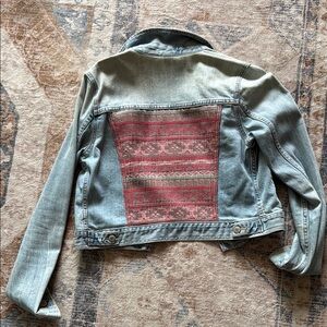 Women's Denim Jacket with Patterned Back
